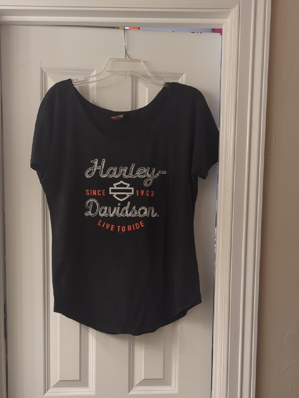 Harley-Davidson Black Short-Sleeve Logo Tee with Orange Accents
